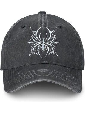 Unisax Gothic 100% Polyester Embroidered Adjustable Washed Denim Baseball Hats